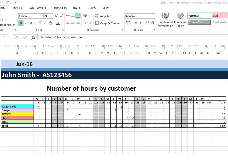 Excel door klant