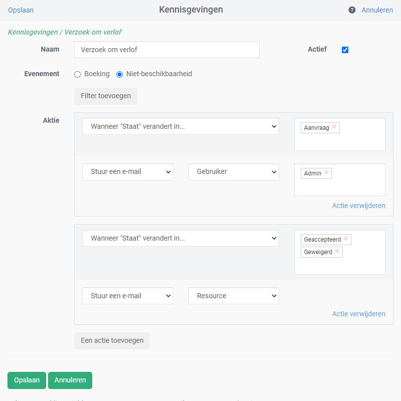 Activatie van de meldingen - PlanningPME