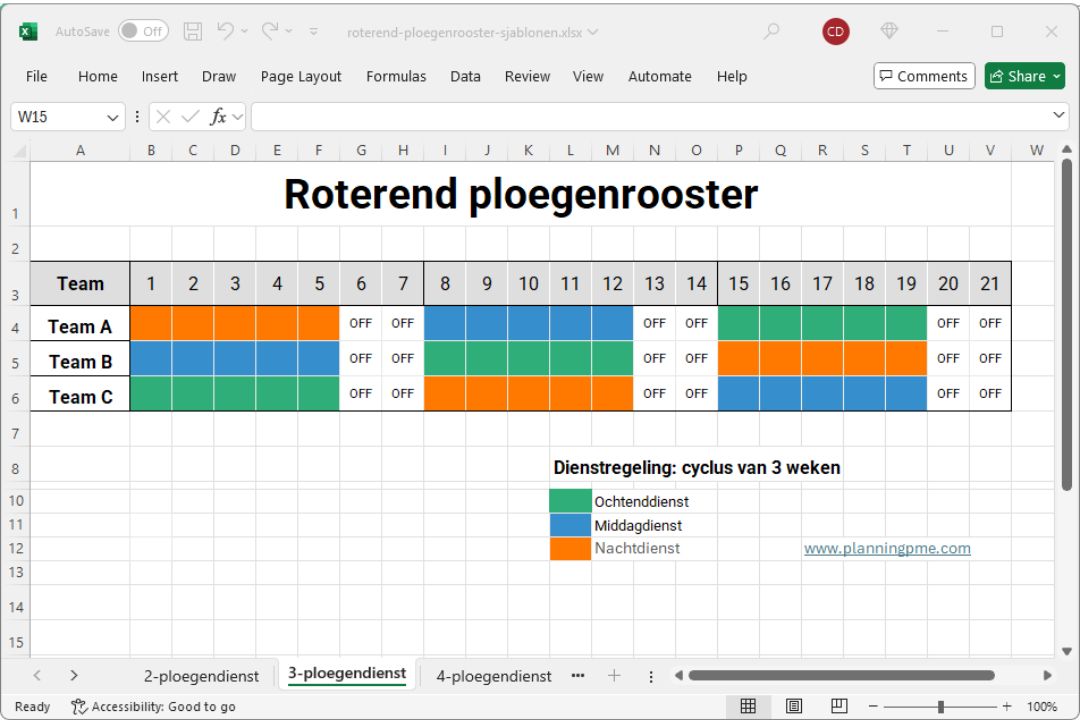 Sjablonen voor ploegenroosters downloaden