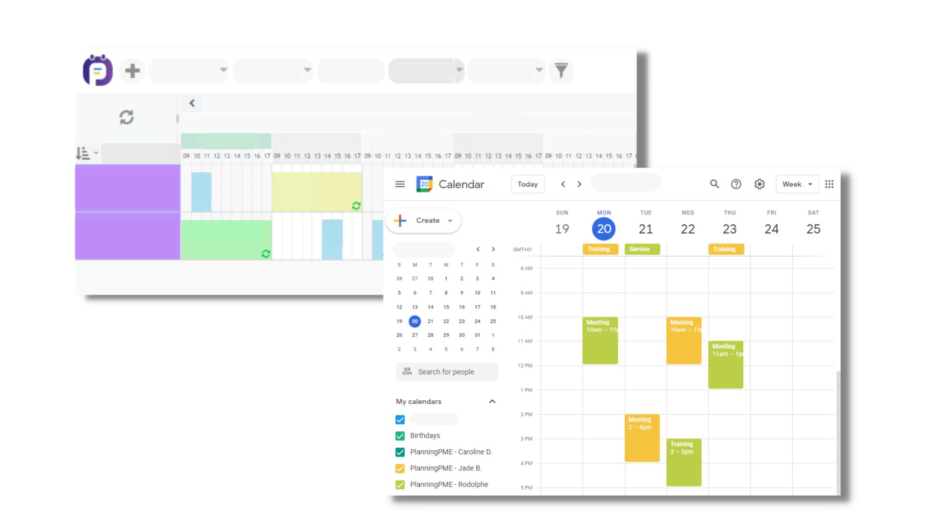 Synchronisatie van PlanningPME en Google Agenda-software