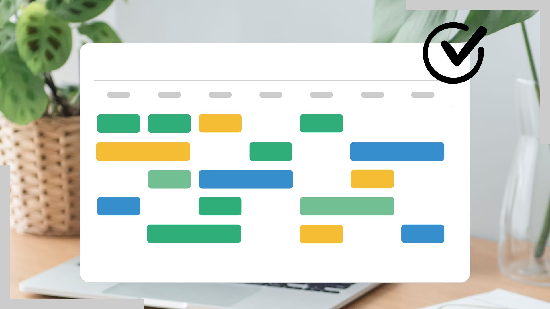 Illustratie van een weekplanning met kleurgecodeerde taken van maandag tot zondag